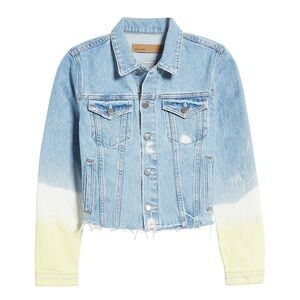 GRLFRND US M Cara Dip Dye Yellow Horizon Crop Denim Jacket
